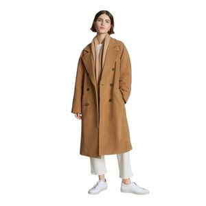 Everlane The Italian Rewool Long Pea Coat in Tan Size XXS